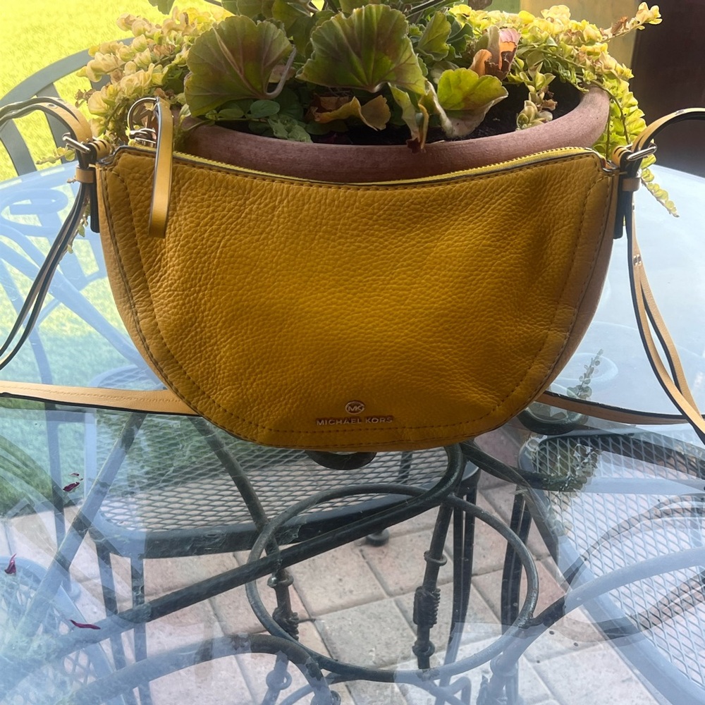Michael Kors Yellow Camden Crossbody Bag with Slouchy Design